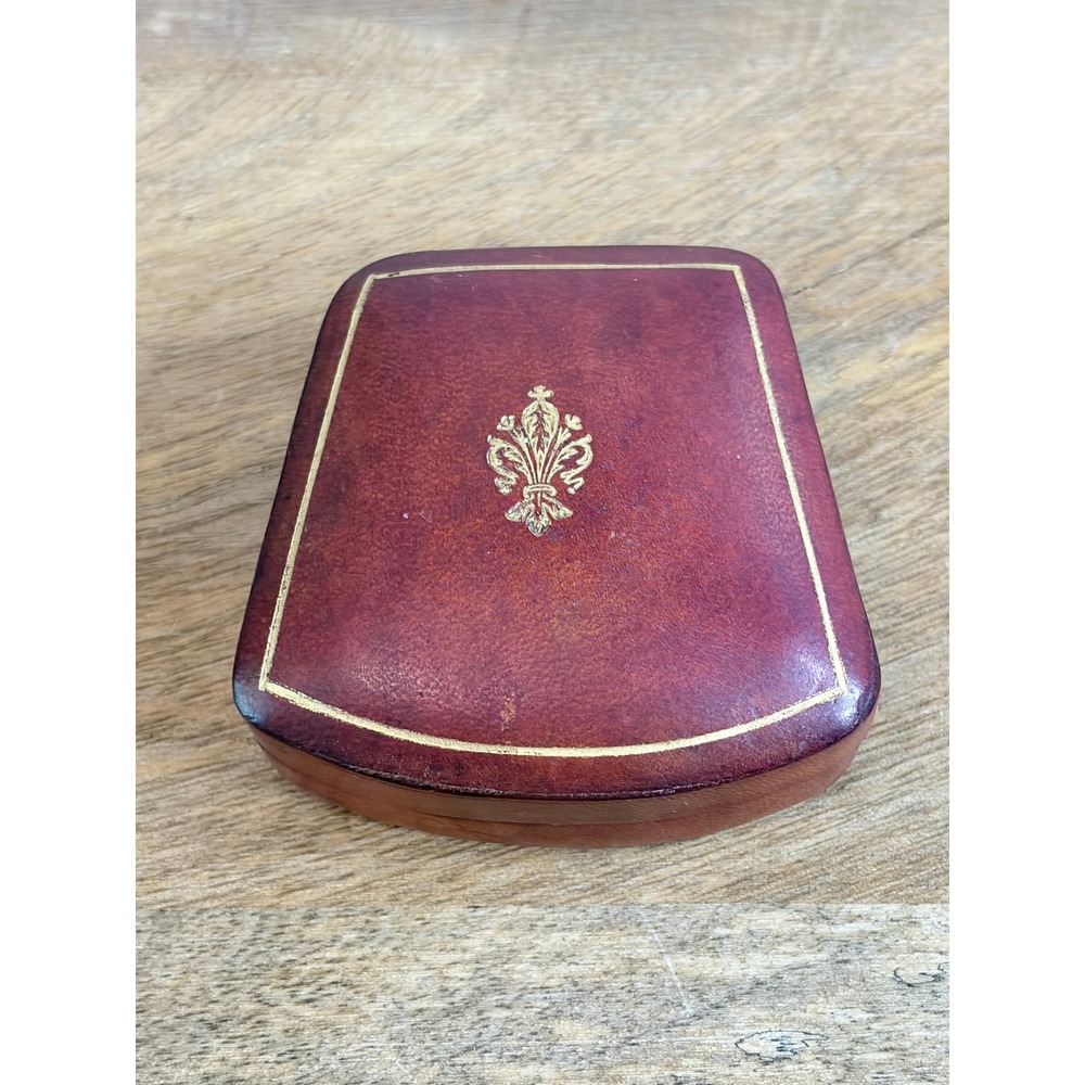 Vintage Scuola del Cuoio Florence Leather Jewelry Box Italian Gilt Tooled